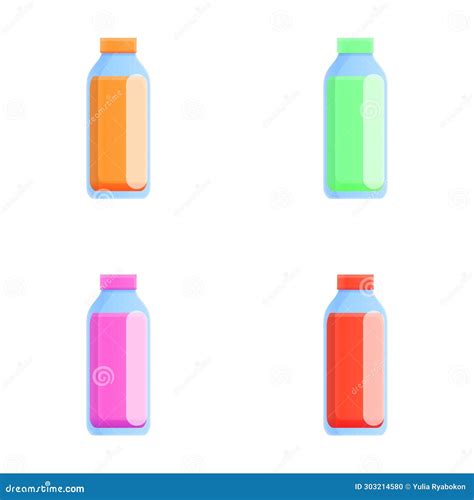 Conjunto De Iconos De Jugo De Botella Vectores De Dibujos Animados