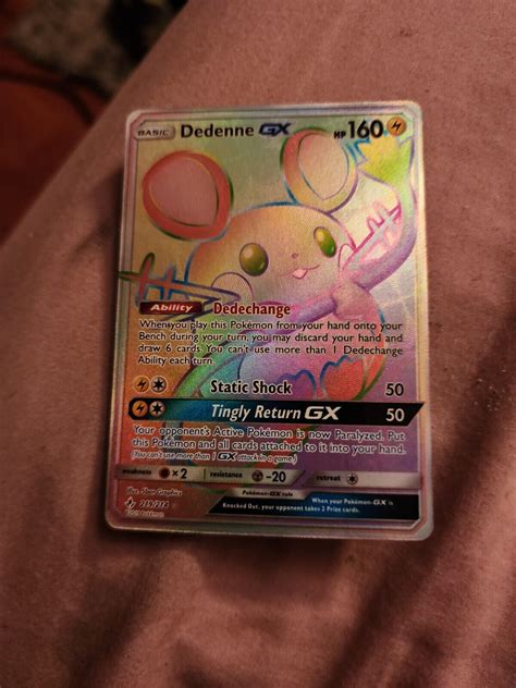 Dedenne Gx Rainbow Secret Rare Full Art Holo Pokemon Unbroken