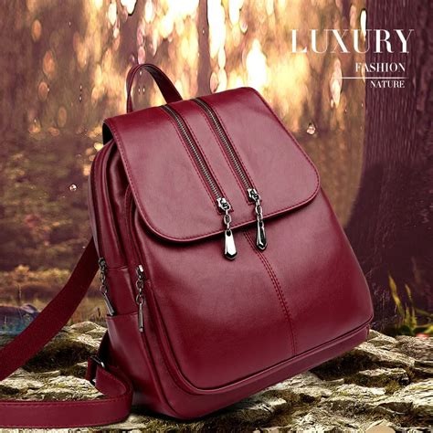 2019 Brand New Laptop Backpack Women Leather Luxury Backpack Women ...