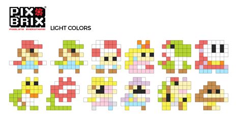 Mario Bros Pixel Art Pix Brix Template Light Colors Puzzle Art Mario