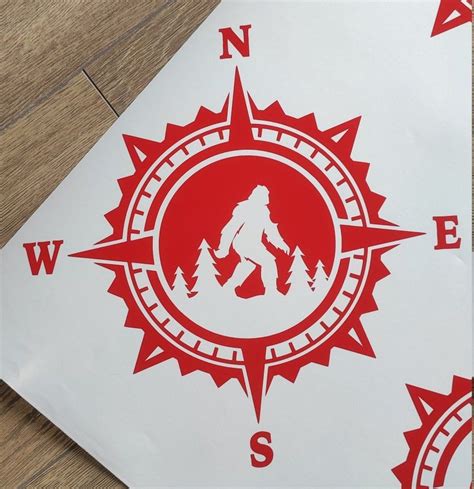 BIGFOOT Compass Vinyl Decal Sticker Compass Rose SASQUATCH Etsy