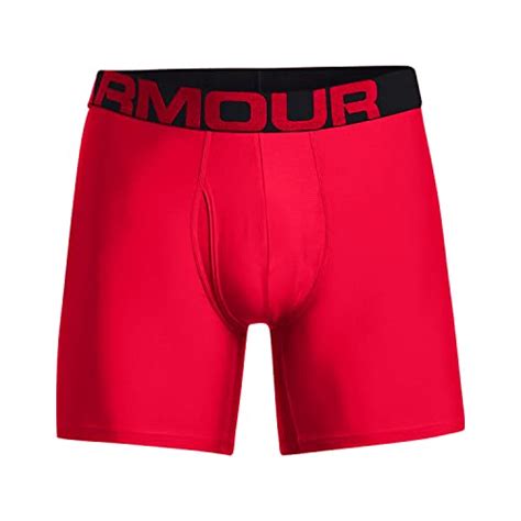 Under Armour Men S Standard Tech 6 Inch Boxerjock 2 Pack Red 600 Mod Gray Light Heather 5x