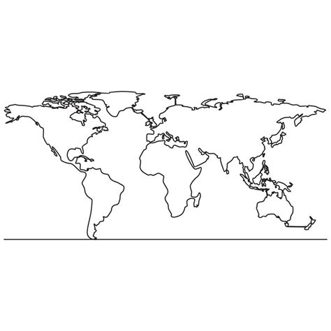 Continuo Linea Disegno Di Mondo Carta Geografica Vettore Linea Arte