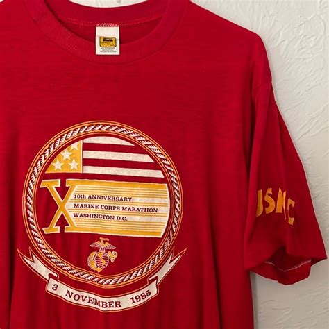 Velva Sheen Shirts Vintage Red Washington Dc S Marine Marathon