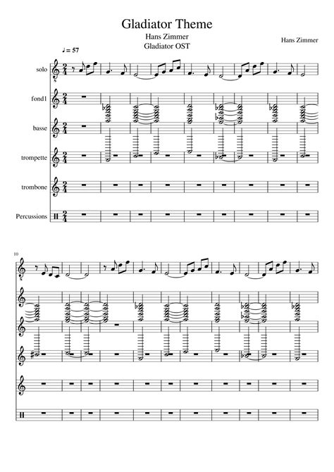 Free sheet music: Gladiator Theme- by Hans Zimmer, Play and Download any time