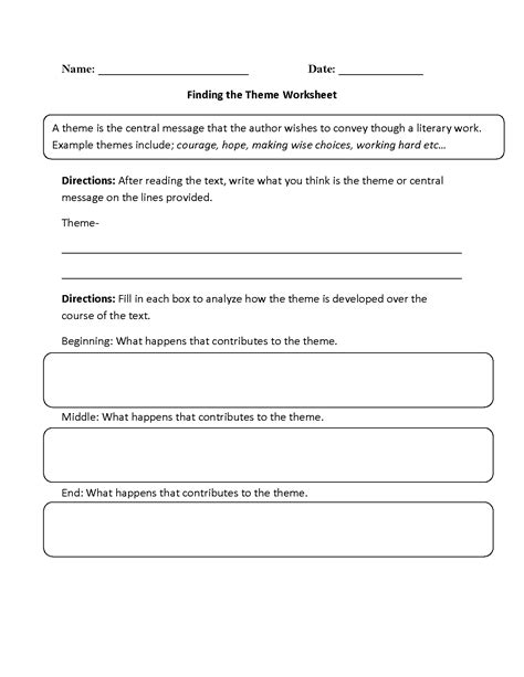 Th Grade Theme Worksheets