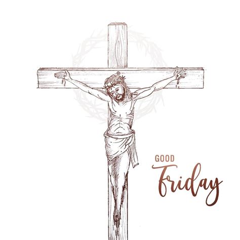 Jesus Christ Sketch Good Friday And Easter Day Cross Background 6974866