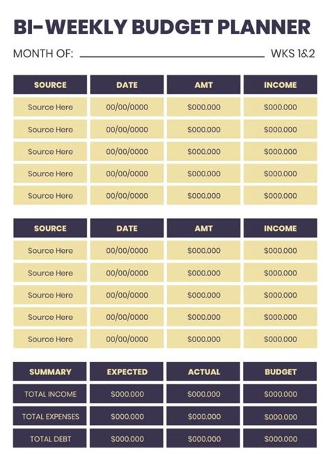 Customize And Get This Simple Duotone Bi Weekly Budget Planner Template