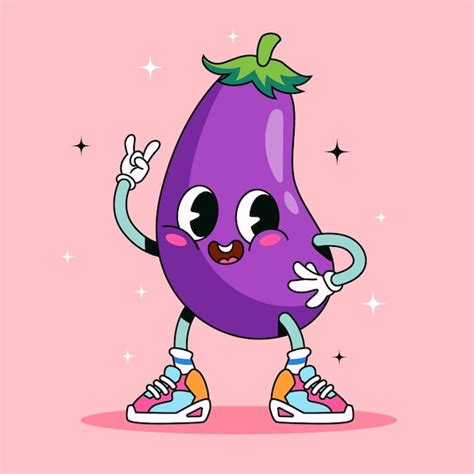 Free Vector Hand Drawn Eggplant Cartoon Illustration