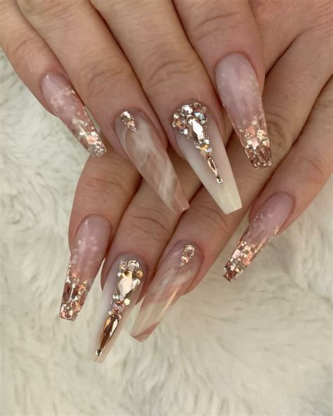 50 Stunning Rose Gold Coffin Nails To Try 2025