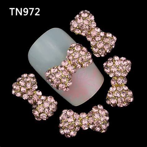 Wholesale 3d Nails Charms Jewelry Alloy Bow Tie With Pendant Glitter