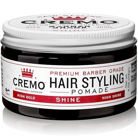 Cremo Premium Barber Grade Hair Styling Shine Pomade High Hold And Shine 4 Oz