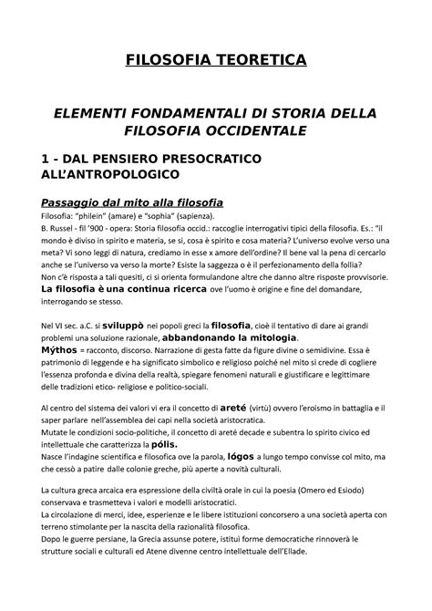 Filosofia Teoretica Schemi Finiti Filosofia Teoretica Elementi