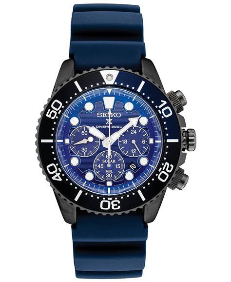 Seiko Mens Solar Chronograph Prospex Blue Silicone Strap Watch 435mm Special Edition Namepromo