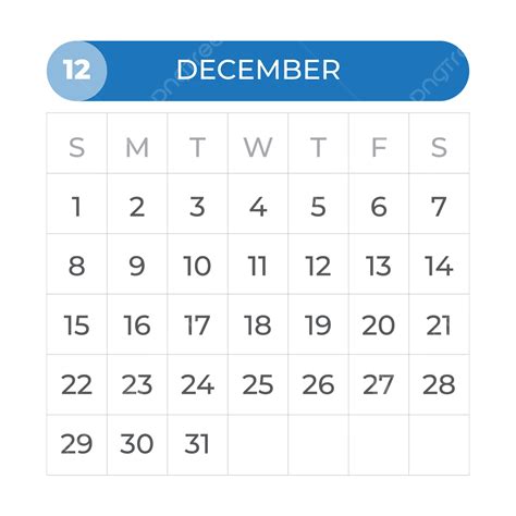 Calendario Mensual Diciembre 2024 Vector Png Dibujos Calendario