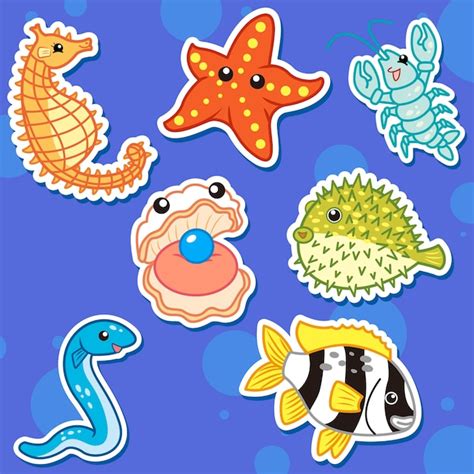 Premium Vector Cute Sea Animal Stickers