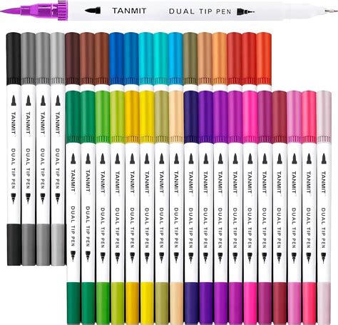 Caneta Brush Pen Kit Cores Em Pontas Pincel E Fina Canetinha