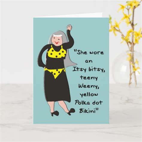 Funny Nun Cards Yellow Polka Dot Bikini Zazzle