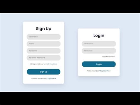 How To Make Login And Sign Up Form With Html And Css Login Sign Up