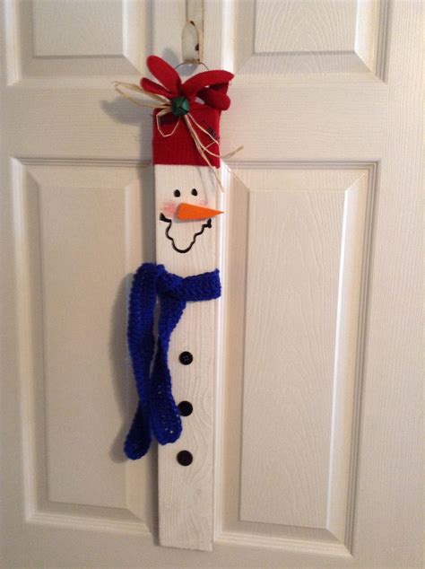 Snowman With Glove Hat On Picket Crafts Pallet Art Holiday Decor