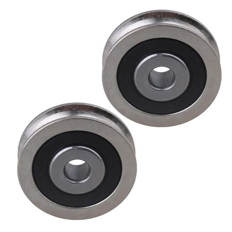 CNBTR 2PCS Bearing Steel Cable Pulley U Shape Groove Wheel Bearing