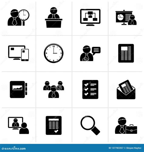 Black Business Presentation And Project Management Icons Stock Vector