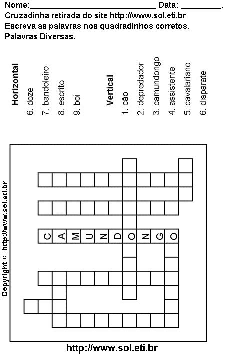 Cruzadinha Para Imprimir De Encaixar Palavras P Gina N Passatempo