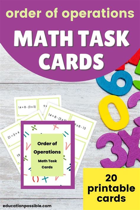 The Order Of Operations Math Task Cards Are Shown With Numbers And Letters On Top Of Them