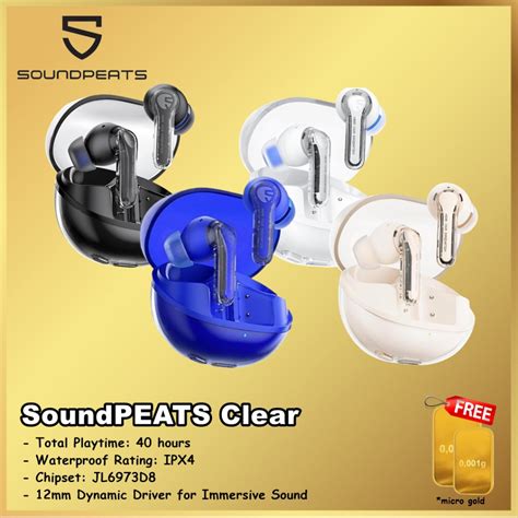 Jual Soundpeats Clear True Wireless Bluetooth Earbuds 12mm Drivers With Enc Shopee Indonesia