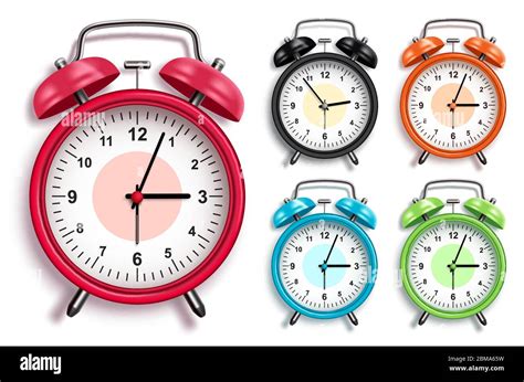 Alarm Clock Vector Set D Realistic Analog Alarm Clocks In Various