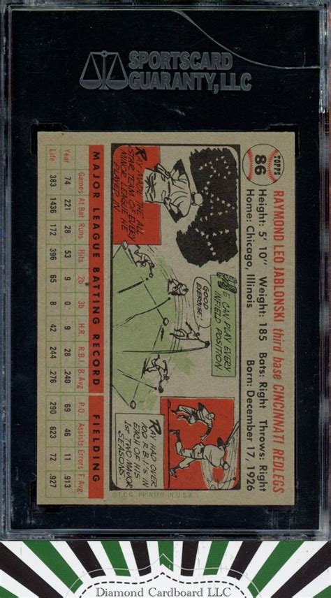 1956 Topps 86 Ray Jablonski SGC 8 NM MT Gray Back EBay