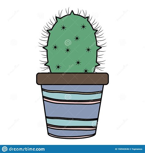 Exotic Cactus Plant In Ceramic Pot Stock Vector Illustration Of