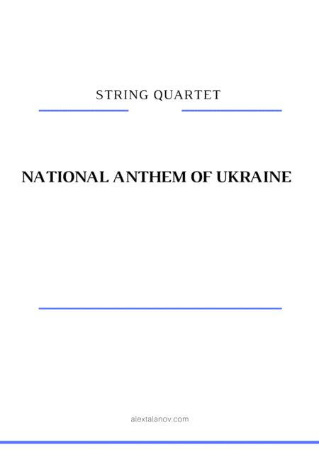 National Anthem Of Ukraine Sheet Music Mykhailo Verbytsky String