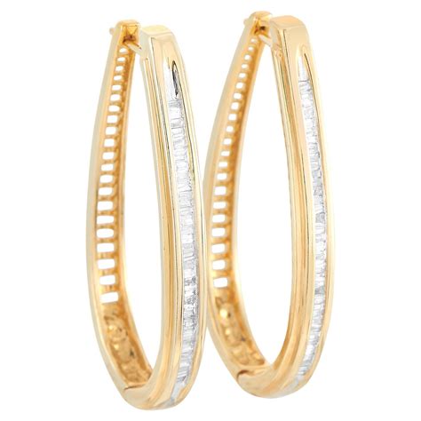 Lb Exclusive 14k Yellow Gold 050 Carat Diamond Hoop Earrings For Sale