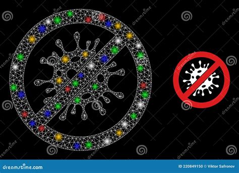 Red Parada Coronavirus Constelación Icono Con Manchas De Luz De Colores