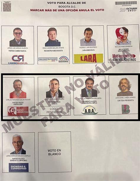 Segunda Línea Horizontal Del Tarjetón Cuatro Candidatos Favoritos Para