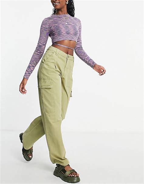 Asos Design Oversized Cargo Trousers In Sage Asos