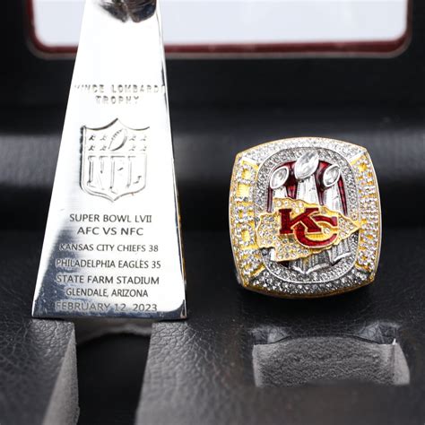 Hot Selling Replica Kansas City Chiefs Super Bowl Ring 2023 & Trophy