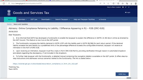 Gst Return Mismatch New Compliance Live On Gst Portal Drc Drc B