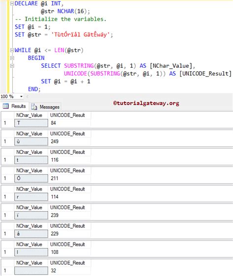 Sql Unicode Function