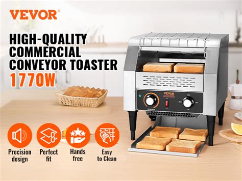 VEVOR Commercial Conveyor Toaster, 300 Slices/Hour Conveyor Belt ...