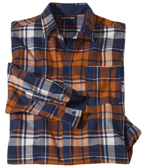 Mens Orange Autumn Checked Flannel Shirt Atlas For Men