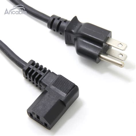 10ft Right Angle Ac Power Cord Cable 3 Prong 125v10a Nema 5 15p To C13