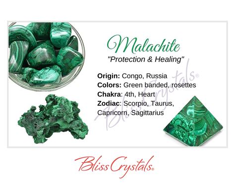 MALACHITE Crystal Information Card Double Sided HC30 - Etsy