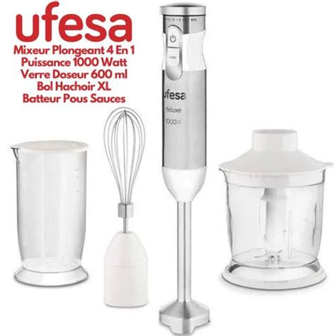 Ufesa DELUX 1000 Mixeur Plongeant 4 En 1 En Inox 20 Vitesses Et Turbo