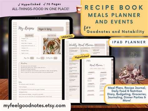 Digital Meal Planner And Recipe Book Meal Prep Dark Mode Goodnotes