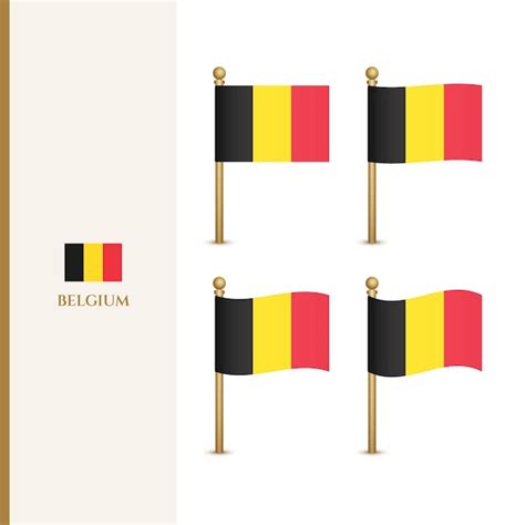 Ondeando banderas de bélgica 3d vector ilustración bandera de bélgica