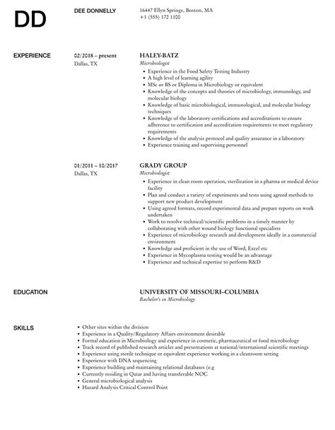 Microbiologist Resume Samples Velvet Jobs