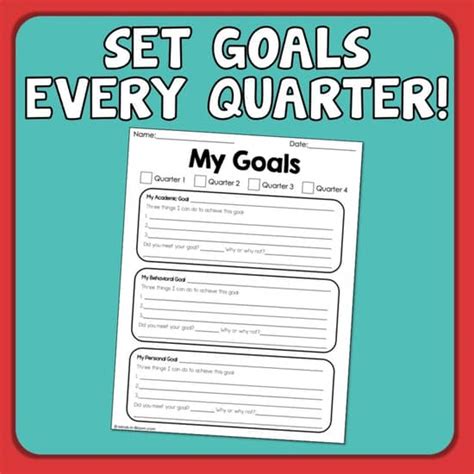 Free Student Goal Setting Template No Prep Printable Worksheet