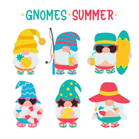 Gnomes Summer Gnomes Wear Hats And Sunglasses For Summer Trips To The